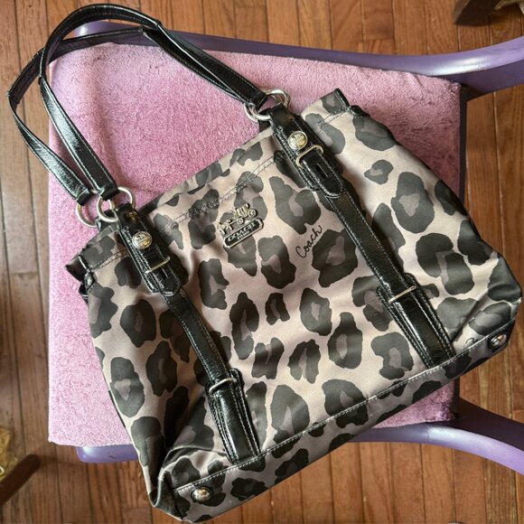 Mia Ocelot Leopard Print Sateen Shoulder Bag Satchel - Picture 3 of 12